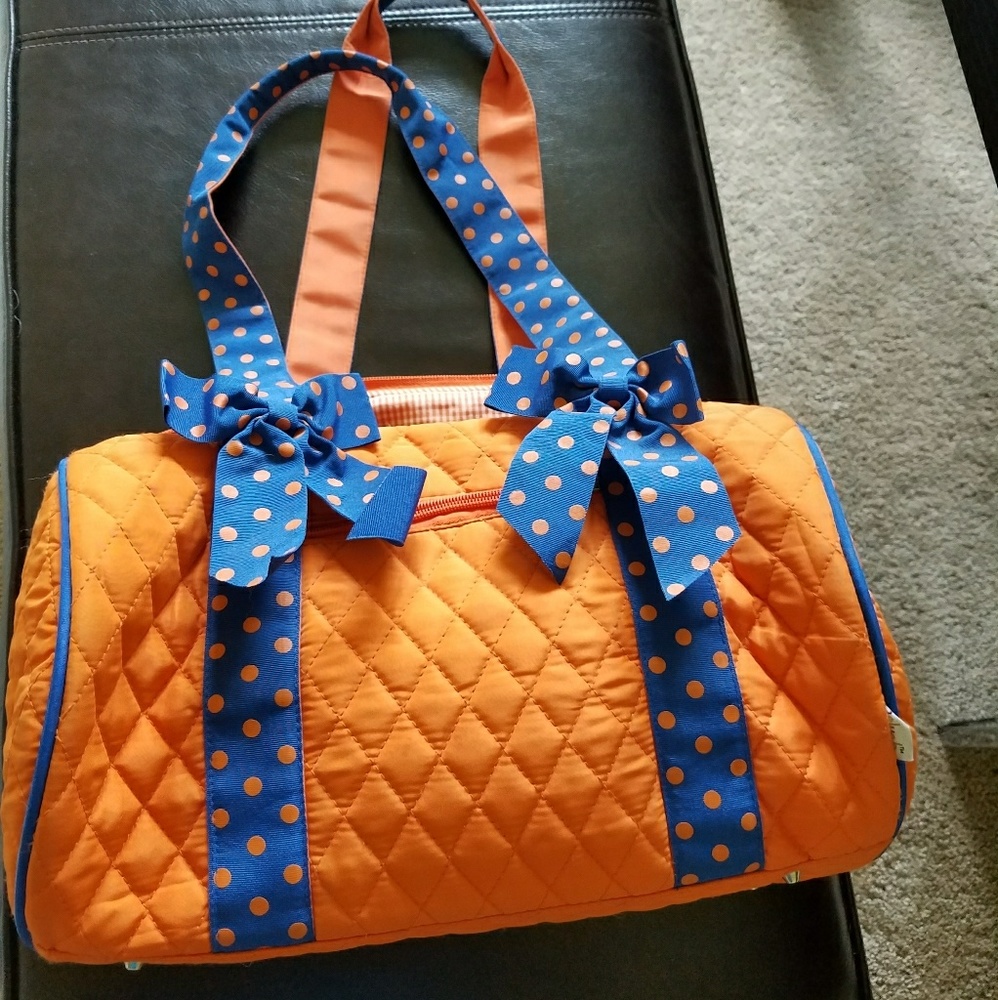 Blue and orange Belvon quilted bag