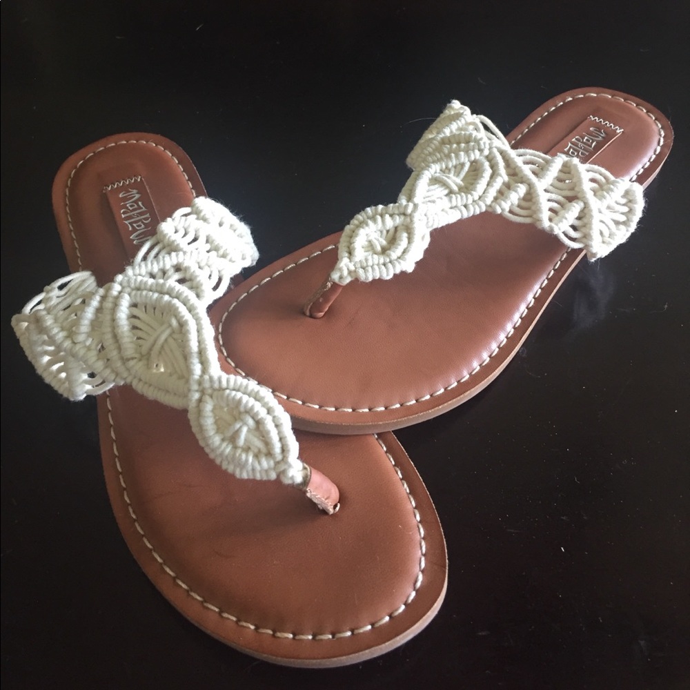 Off white crochet flip flop sandals
