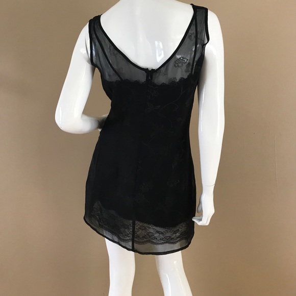 ❗️SOLD❗️🖤Black Slip Dress💋 with Sheer Overlay - Picture 3 of 3