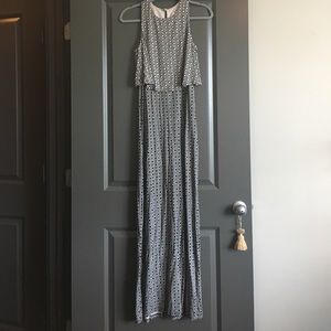 Loft Black and Creme Print Maxi Dress