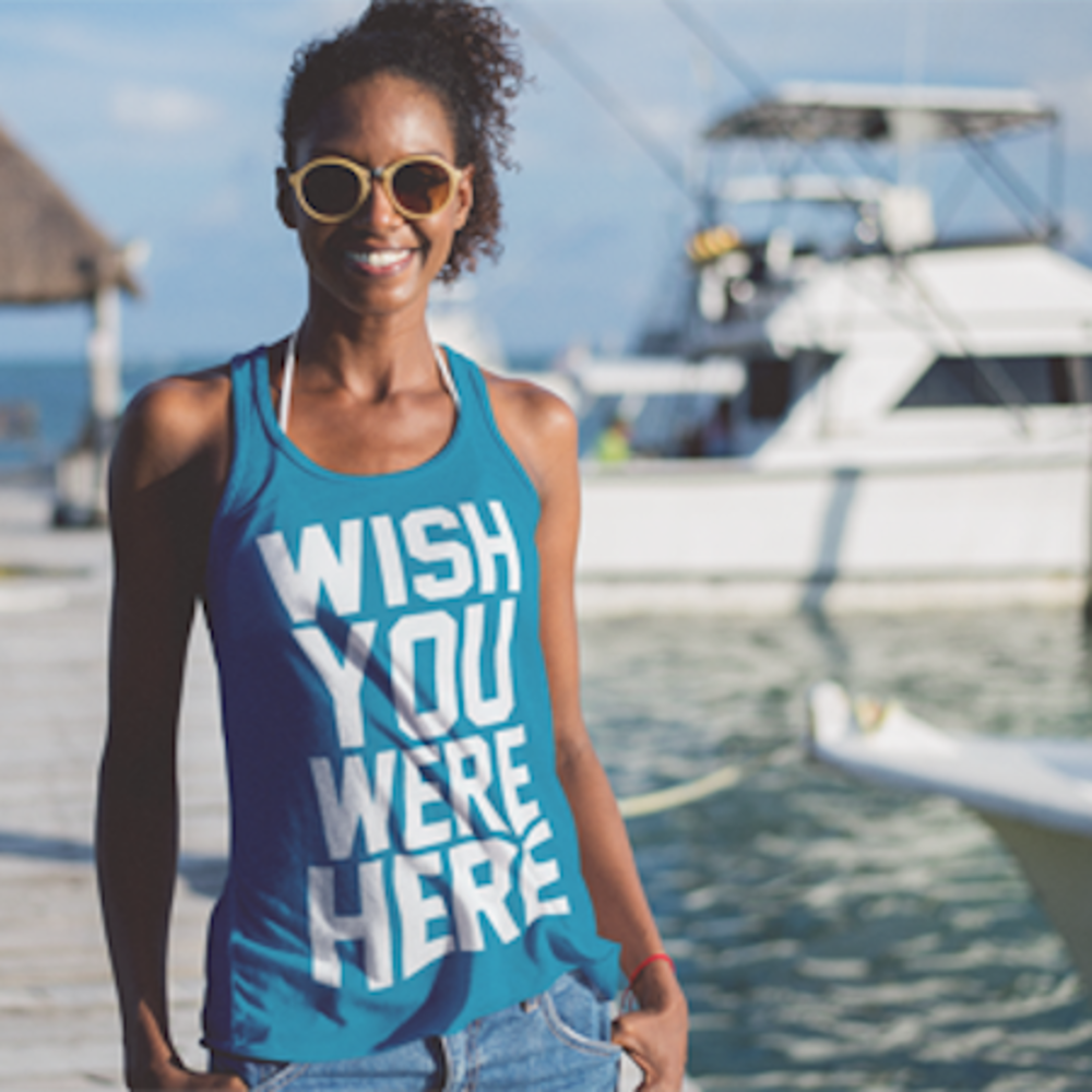 Wish You Were Here Vacation Trave Tank Top