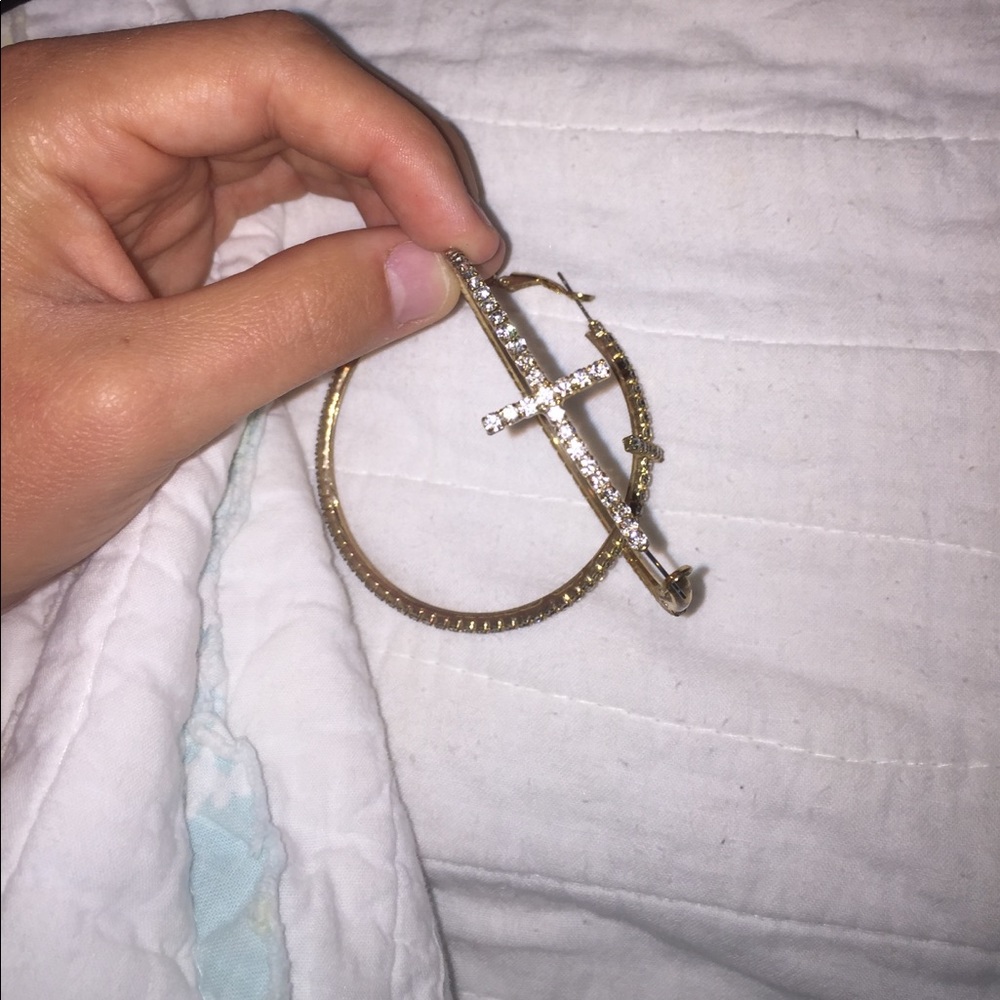 cross hoop earrings