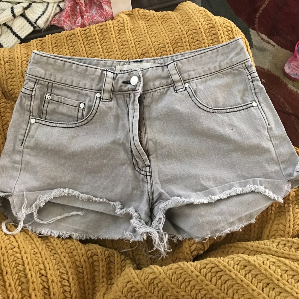 French connection light gray jean shorts
