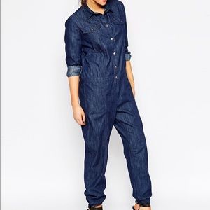 Loose fit denim jumpsuit