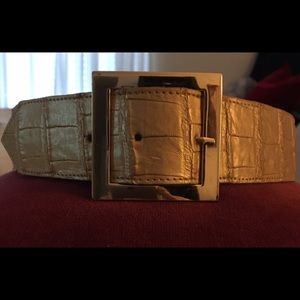 Alligator Leather Gold Belt