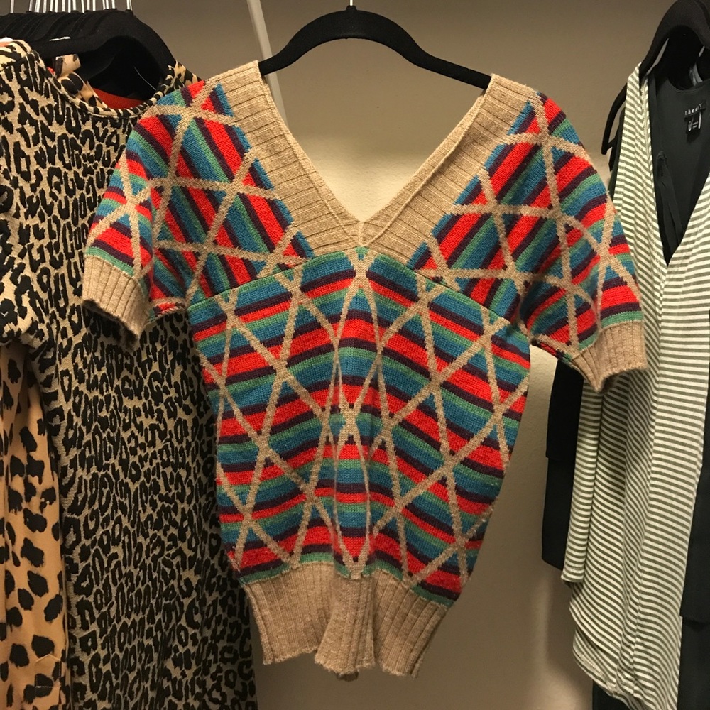 Marc Jacobs Double V-Neck Wool Sweater Top Size XS