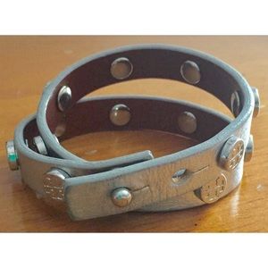 Tory Burch Double-Wrap Logo Stud Bracelet