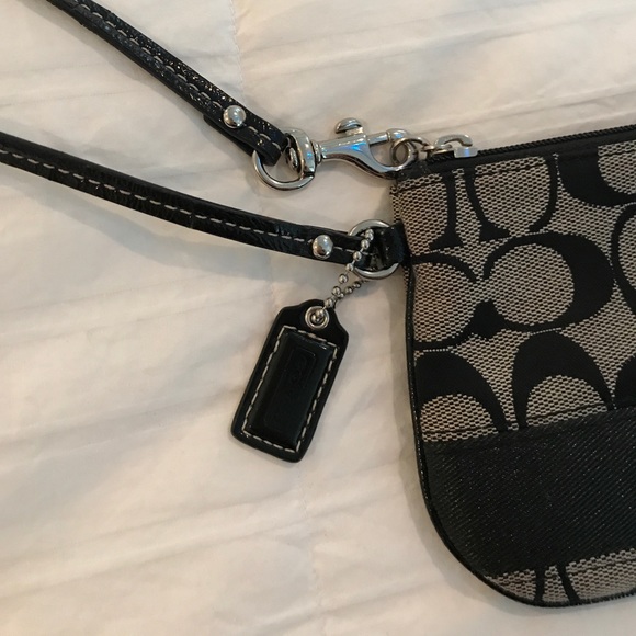 Coach signature wristlet in black and grey - Picture 3 of 3