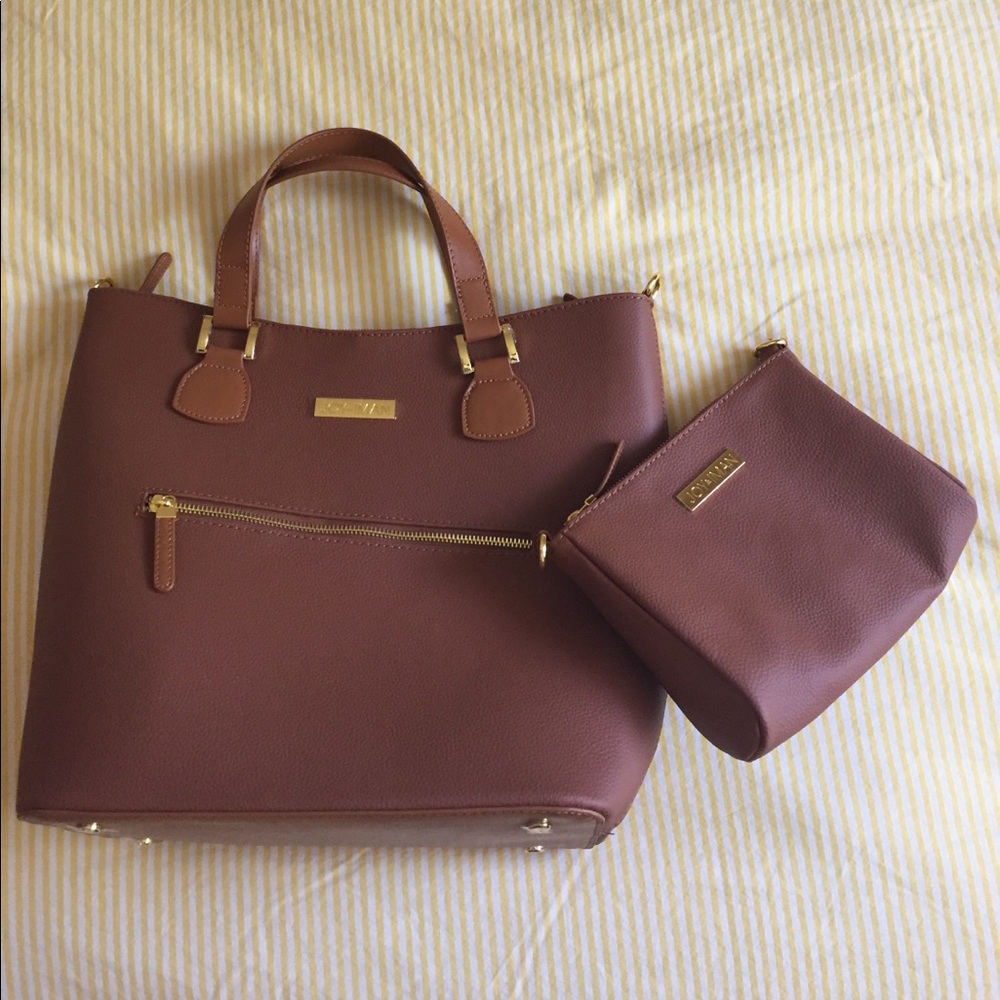 Brown Joy and Iman handbag and pouch! Brand new!