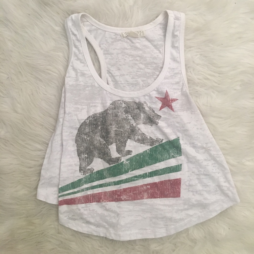 Burn out California crop tank top