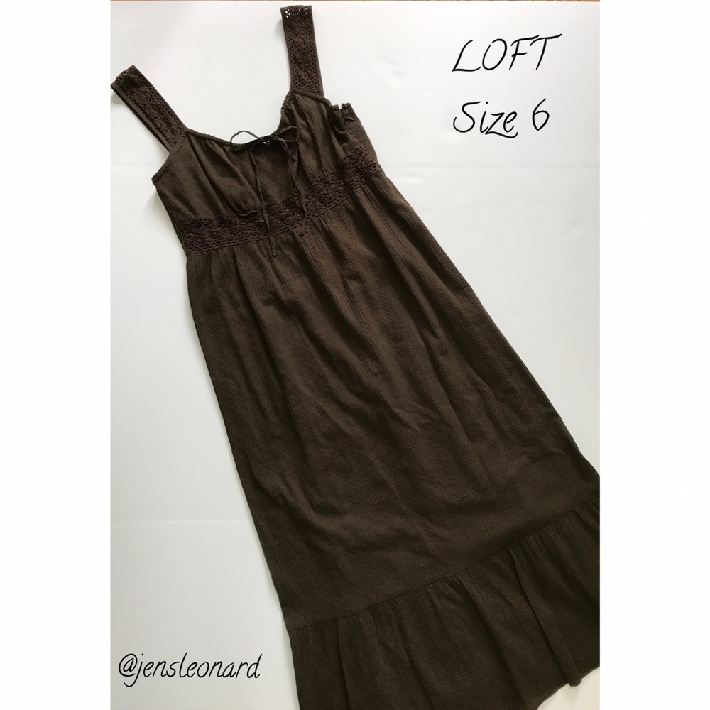 LOFT Brown Gauze Sundress