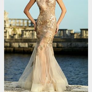 Alberto Makali lace applique Gown dress prom gala