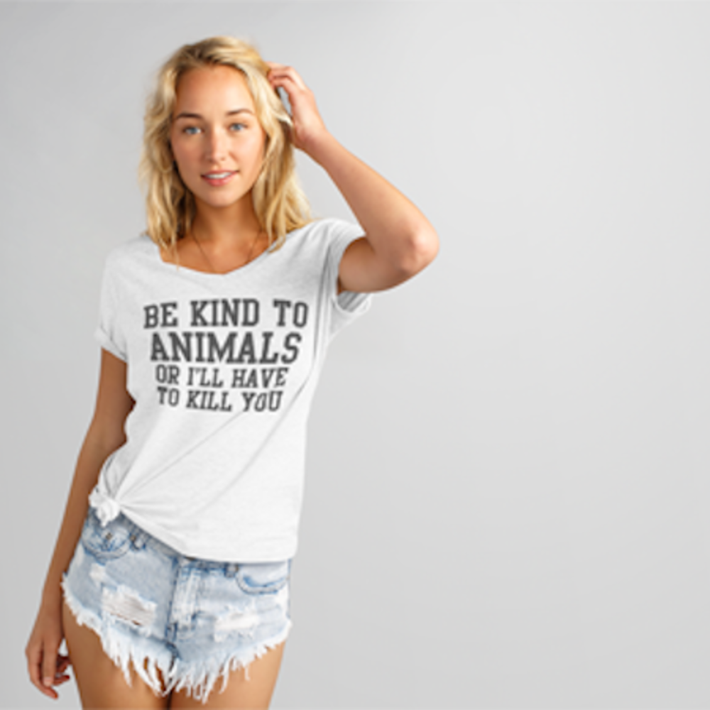 Be Kind To Animals Or I'll Kill You V-Neck Shirt