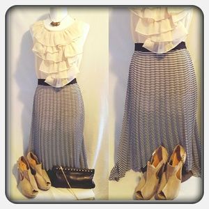 Asymmetrical Black & White striped skirt.