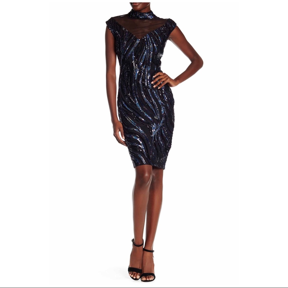 Mock sequin sheath dress