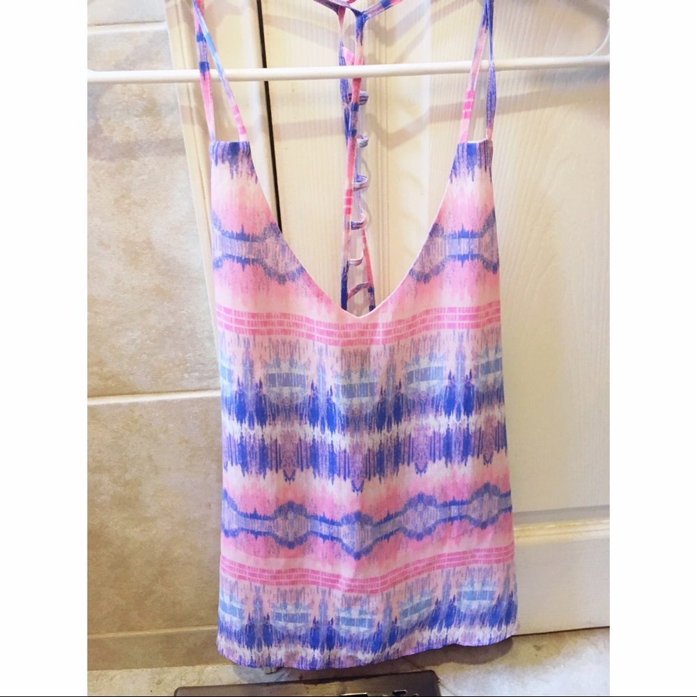 pink & blue patterned XXI top