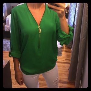 Michael Kors quarter length zip blouse