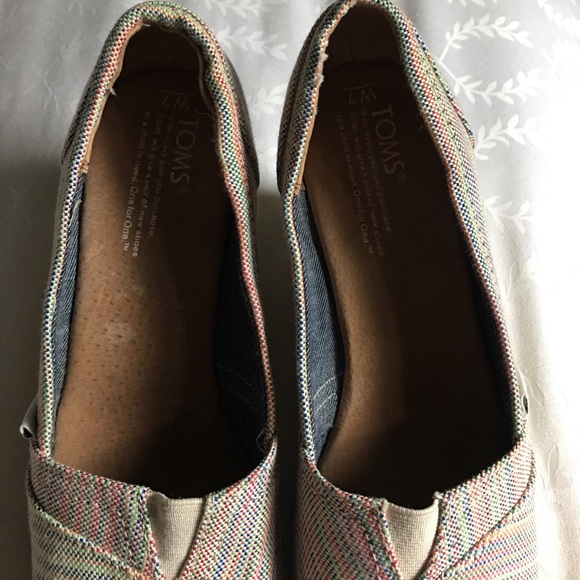 TOMS Multicolored Espadrille Wedges Size 7 - Picture 2 of 8