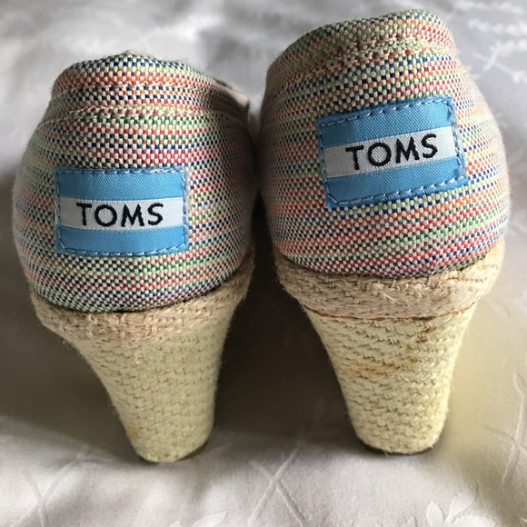 TOMS Multicolored Espadrille Wedges Size 7 - Picture 8 of 8