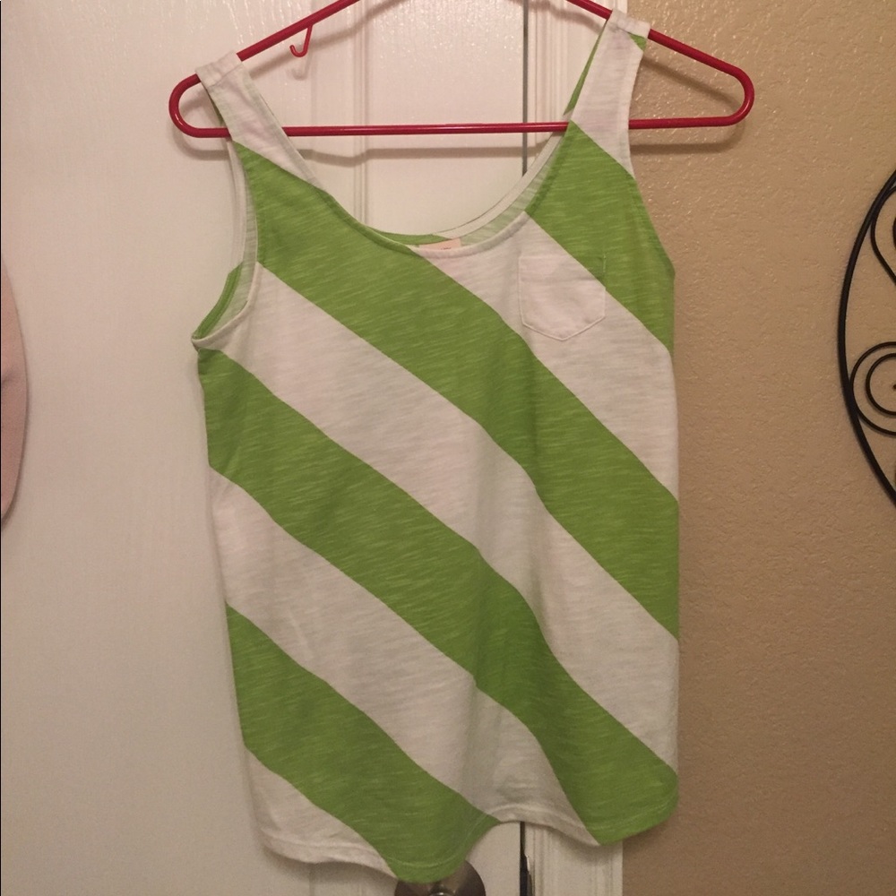 Green and white striped tank top