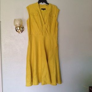 Chartreuse sleeveless linen dress