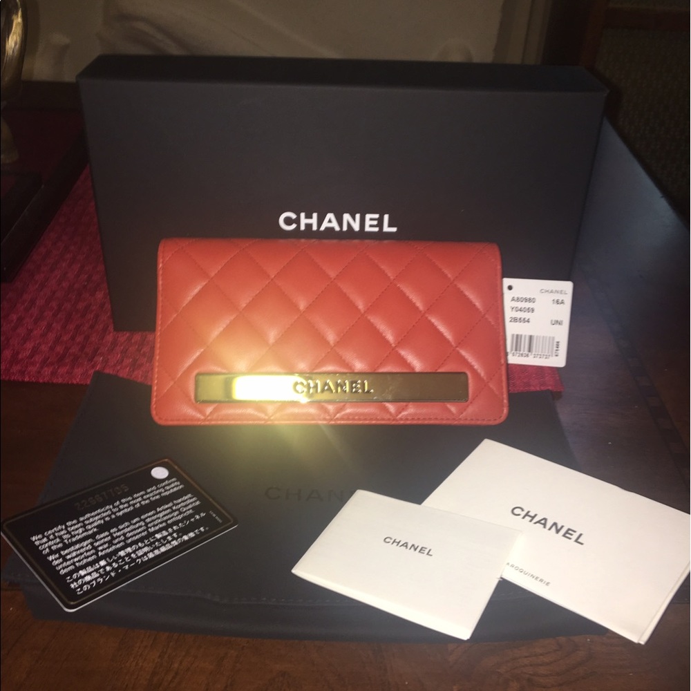 Chanel Red Leather Wallet