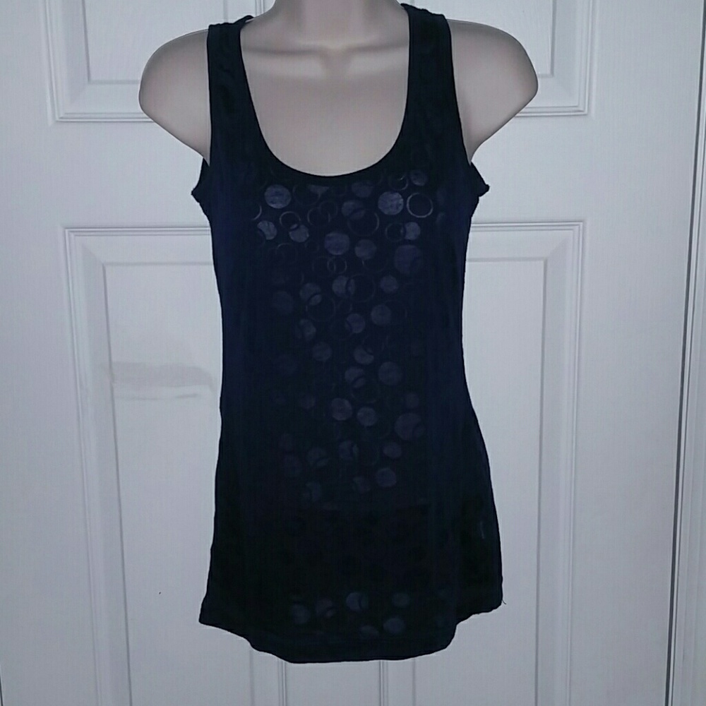 BKE NAVY BLUE BUBBLE BURNOUT DESIGN TANK TOP EUC
