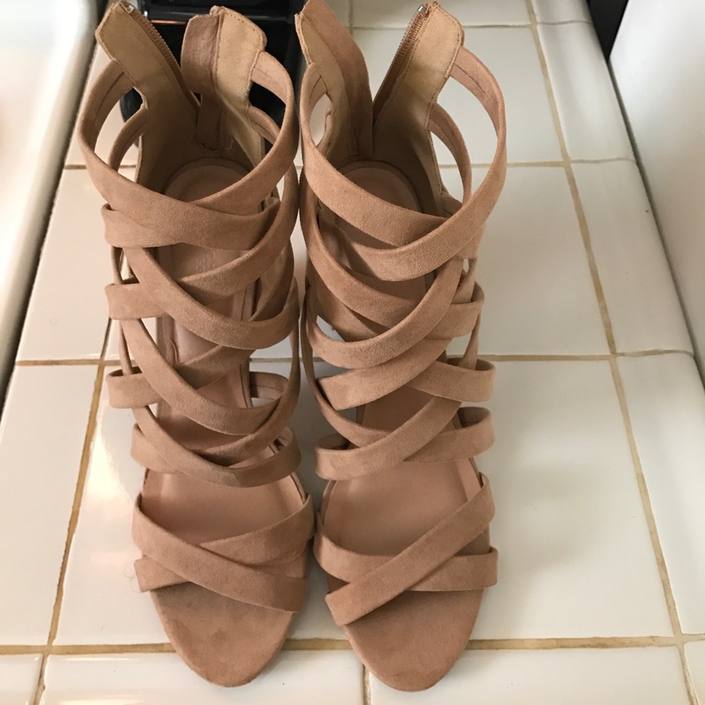 Tan suede heels