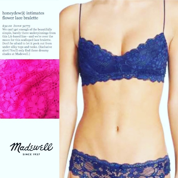 NWT HONEYDEW FOR MADEWELL FLORAL LACE BRALETTE. S - Picture 2 of 5