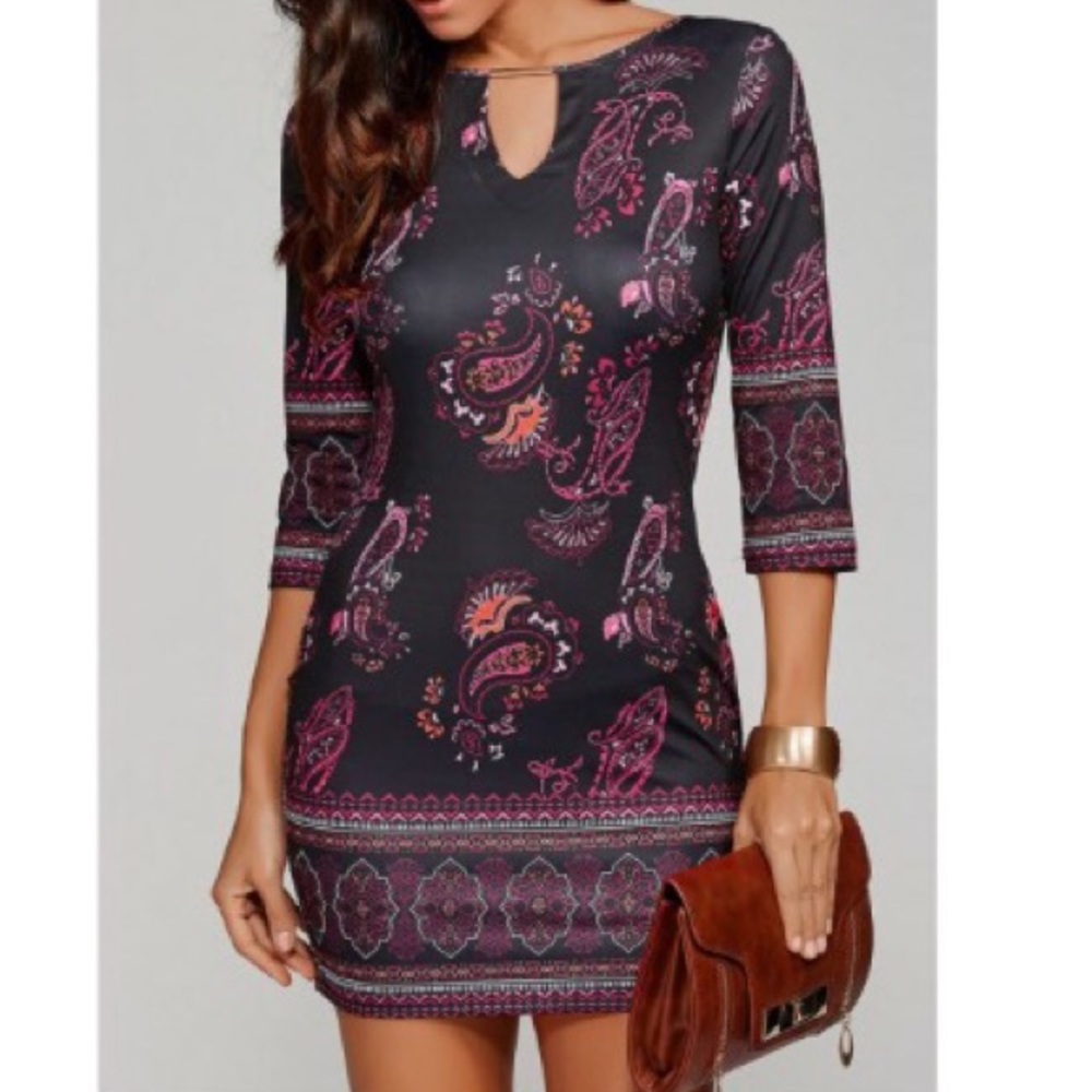 Keyhole Neck Mini Dress