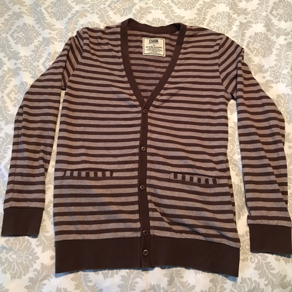 Chor men's stripes cardigan sweater. EUC. Size S