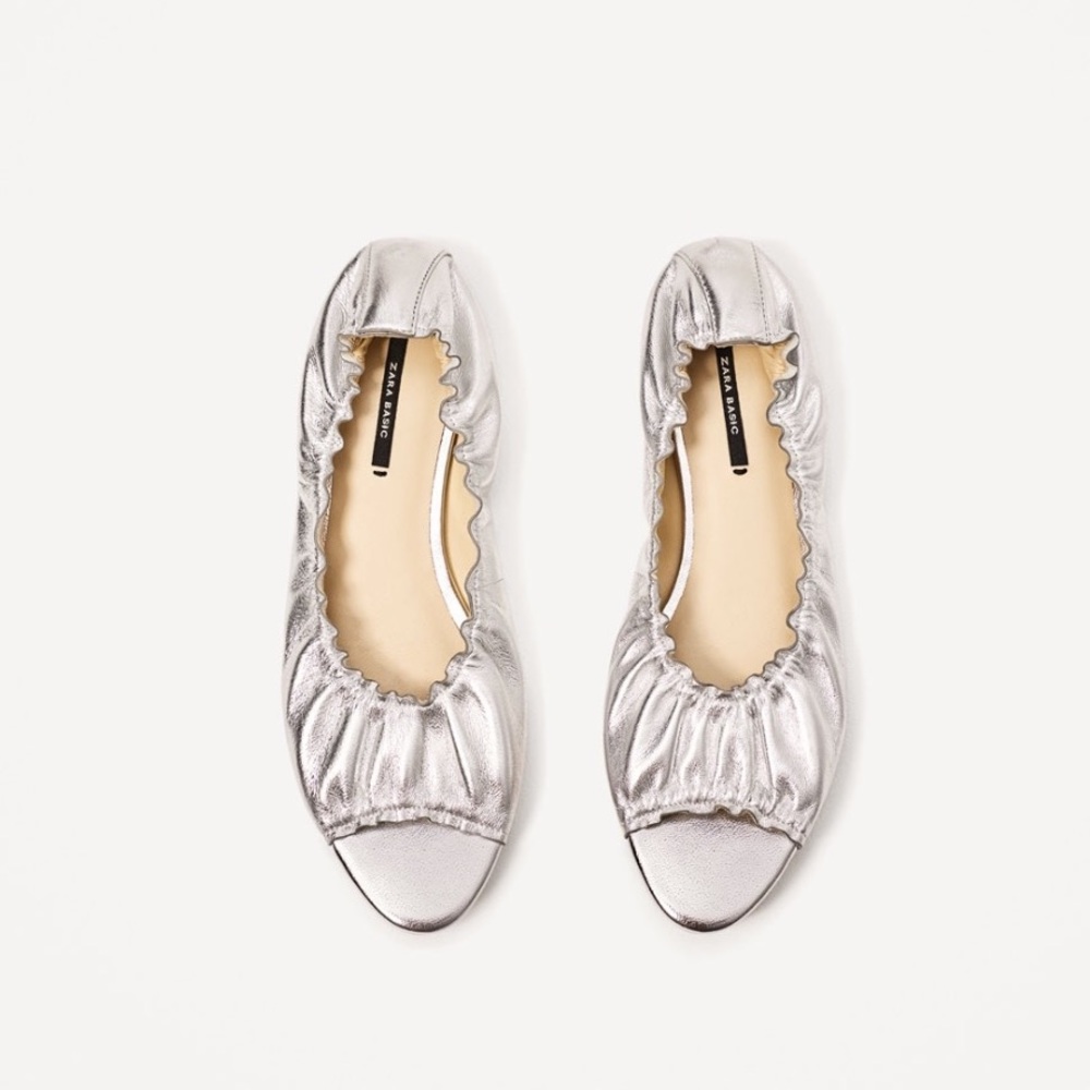 NWT Zara Elastic Leather Ballerinas