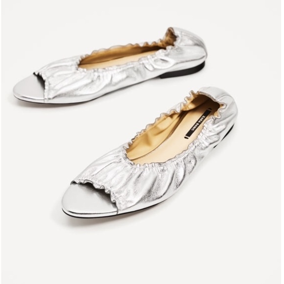 NWT Zara Elastic Leather Ballerinas - Picture 2 of 4