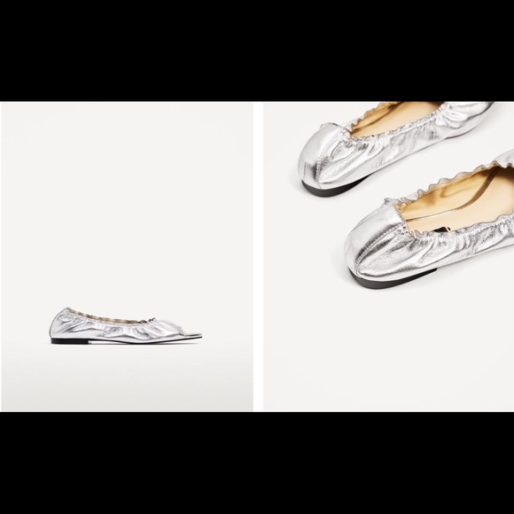 NWT Zara Elastic Leather Ballerinas - Picture 3 of 4