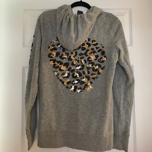 Victoria's Secret Pink bling cheetah heart hoodie