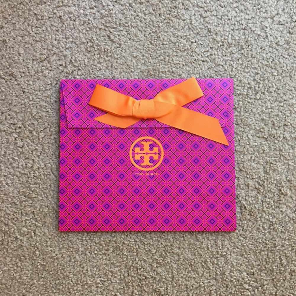 Tory Burch - Pink Gift Bag with Orange Bow.