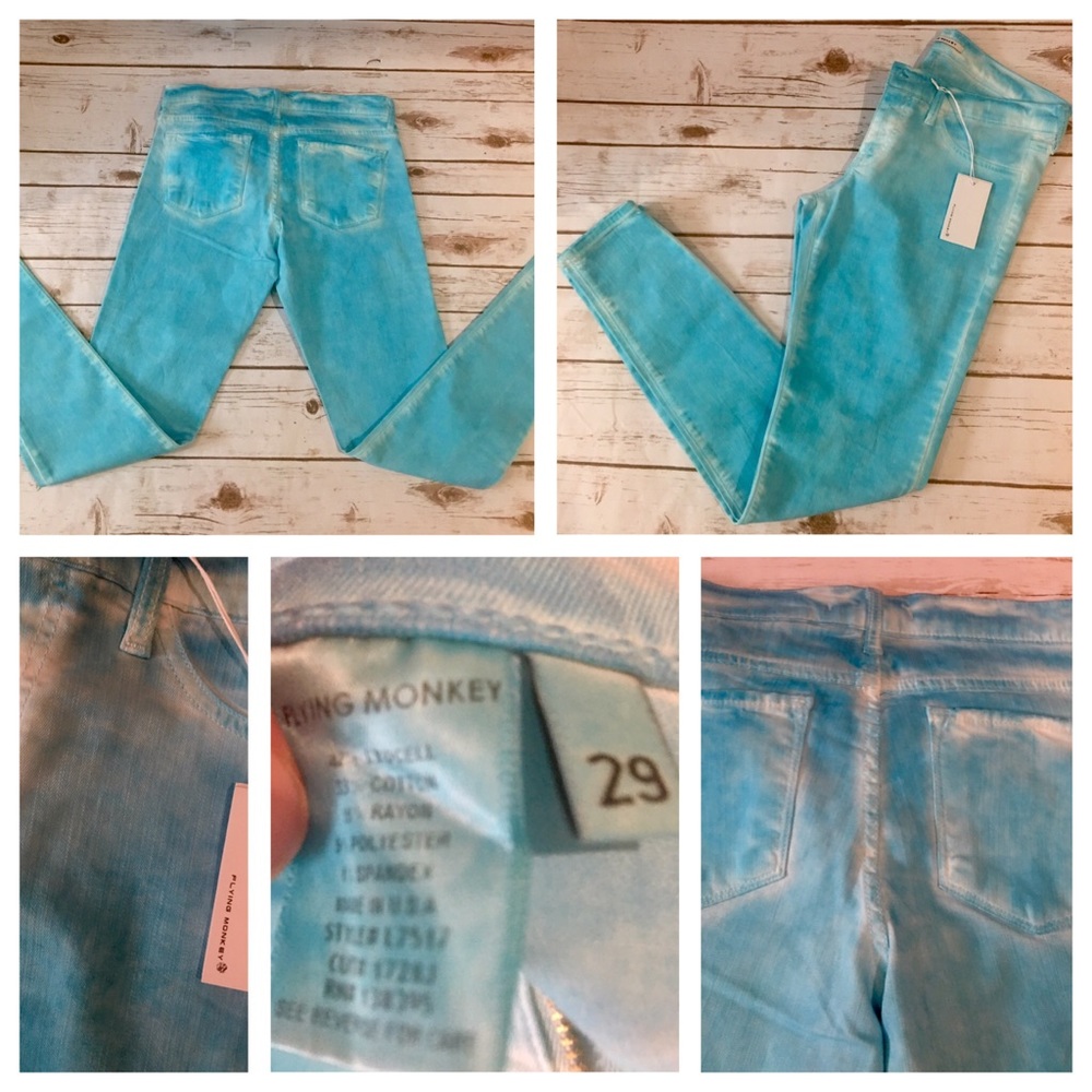 NWT Flying Monkey Blue/White Fade Jeans Sz 29