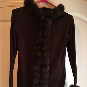 Brown sweater with fur Pom poms