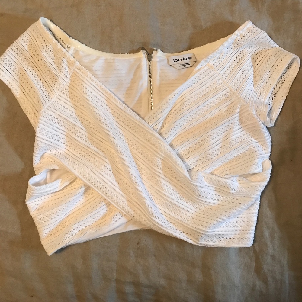 Bebe Crochet/Lace Crop shirt