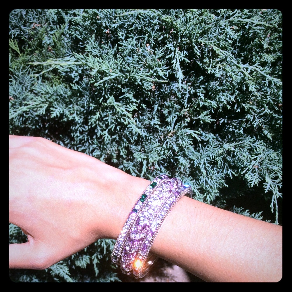 Rhinestone Bangles (x3, one thick, two thin)