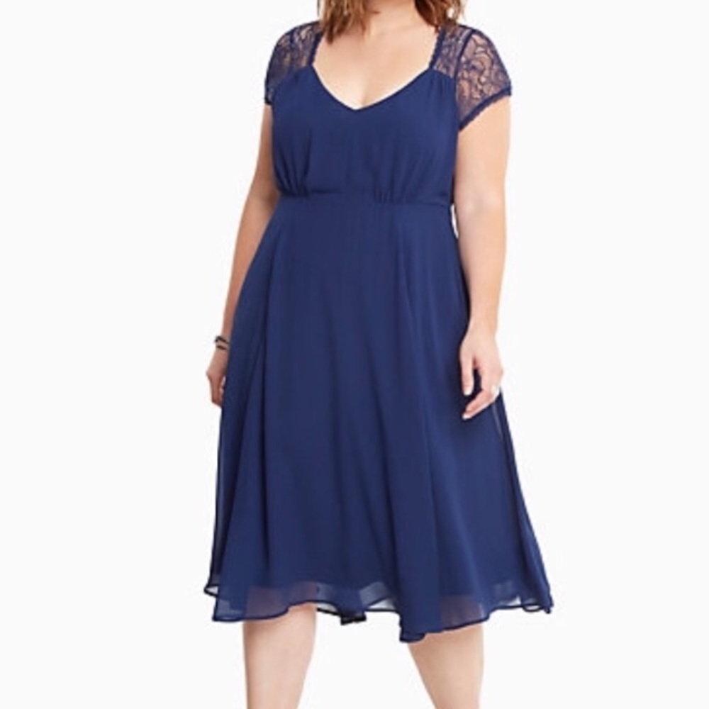 NWT torrid size 18 chiffon lace yoke midi dress