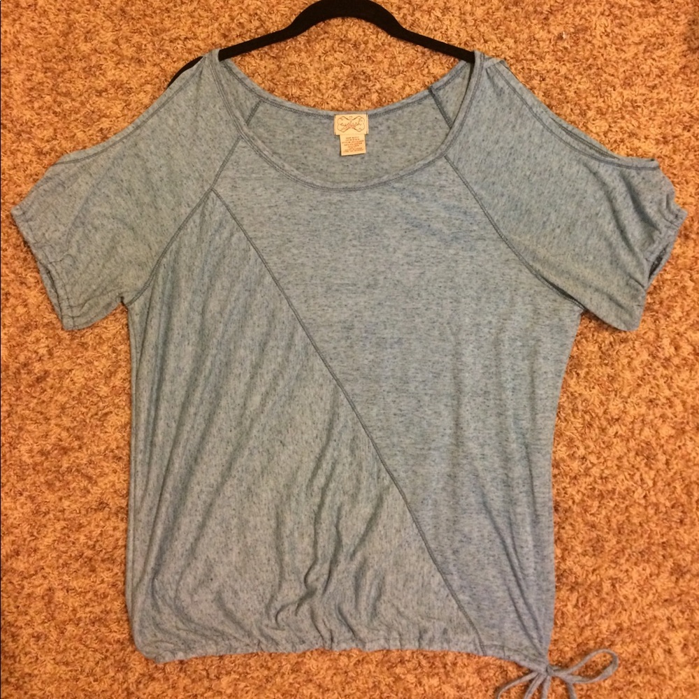 Cold shoulder Blue heathered cottony top - Large