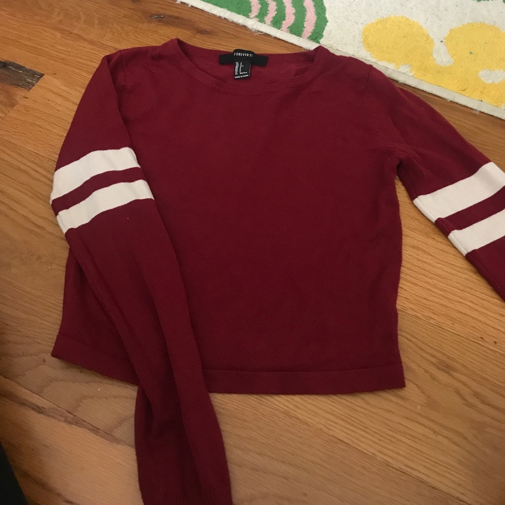 Red and white Crop sweater