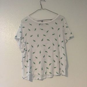 NWOT White and Green Cactus Crop Top