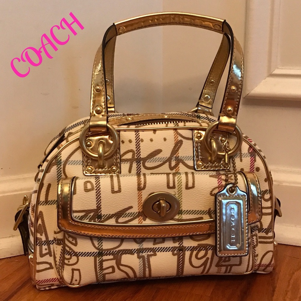 💕NWOT💕TATTERSALL GRAFFITI DOMED SATCHEL gold