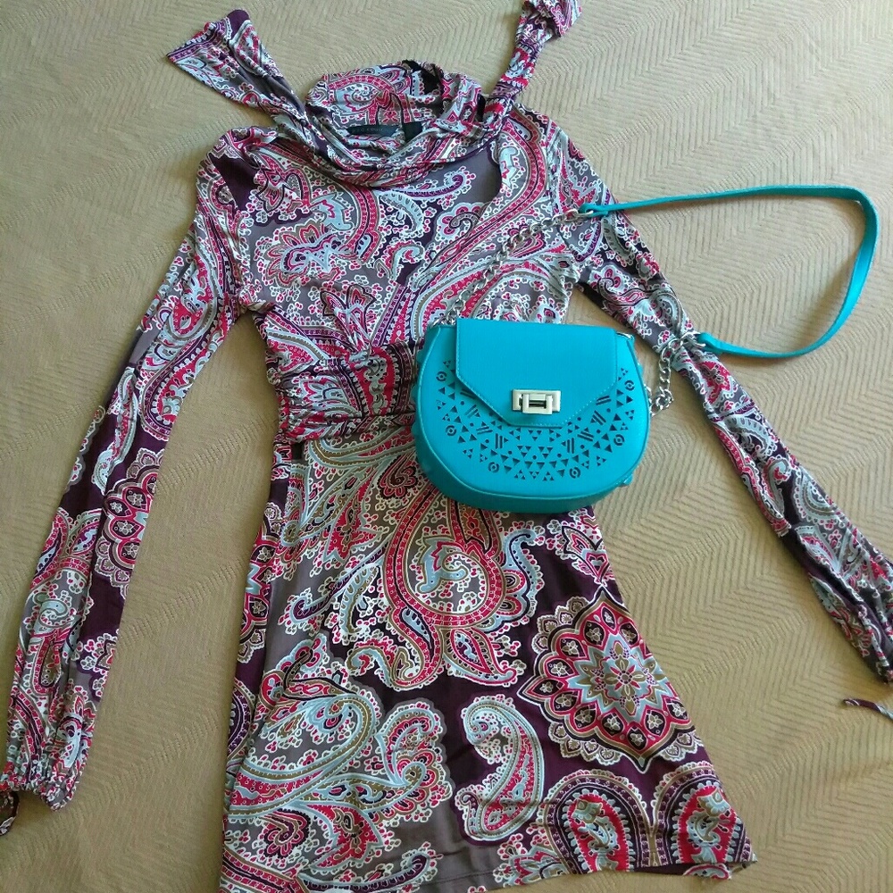 MNG collection dress with built in slip and scarf
