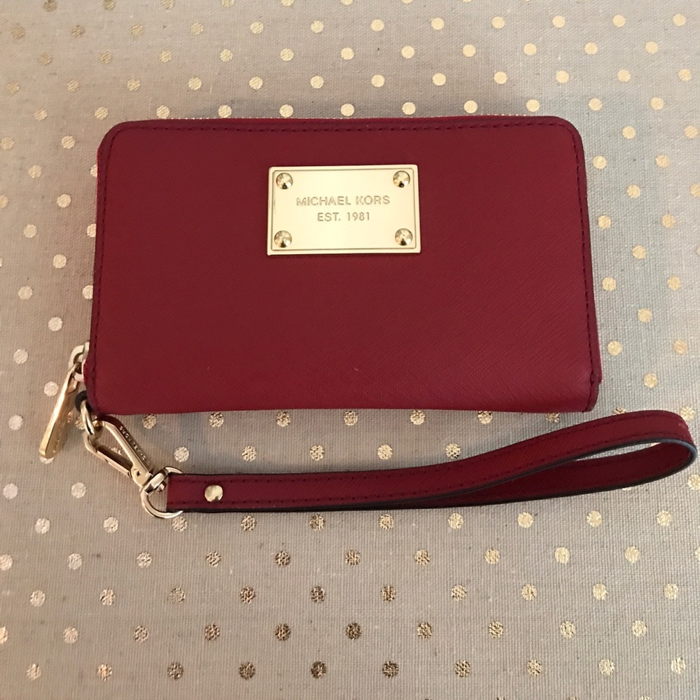 Michael Kors Red Saffiano Leather Wristlet