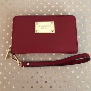 Michael Kors Red Saffiano Leather Wristlet