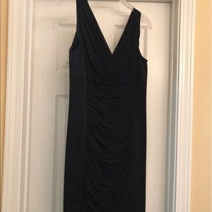 WHBM v-neck little black ruche dress