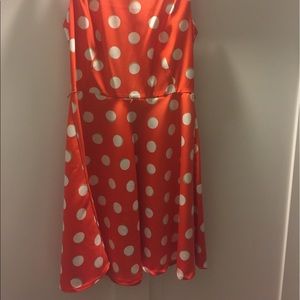 Red polka dot mini dress